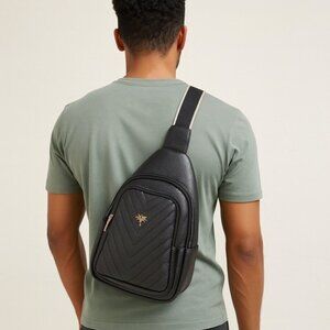 Tree Emblem Women's Black Sling Bag Crossbody Backpack Small